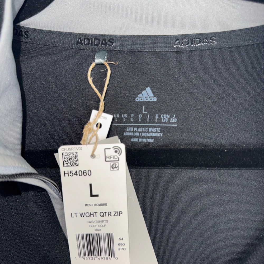 Adidas Mens Lightweight Quarter Zip Golf Pullover Black H54060 Large NWT - Picture 3 of 5